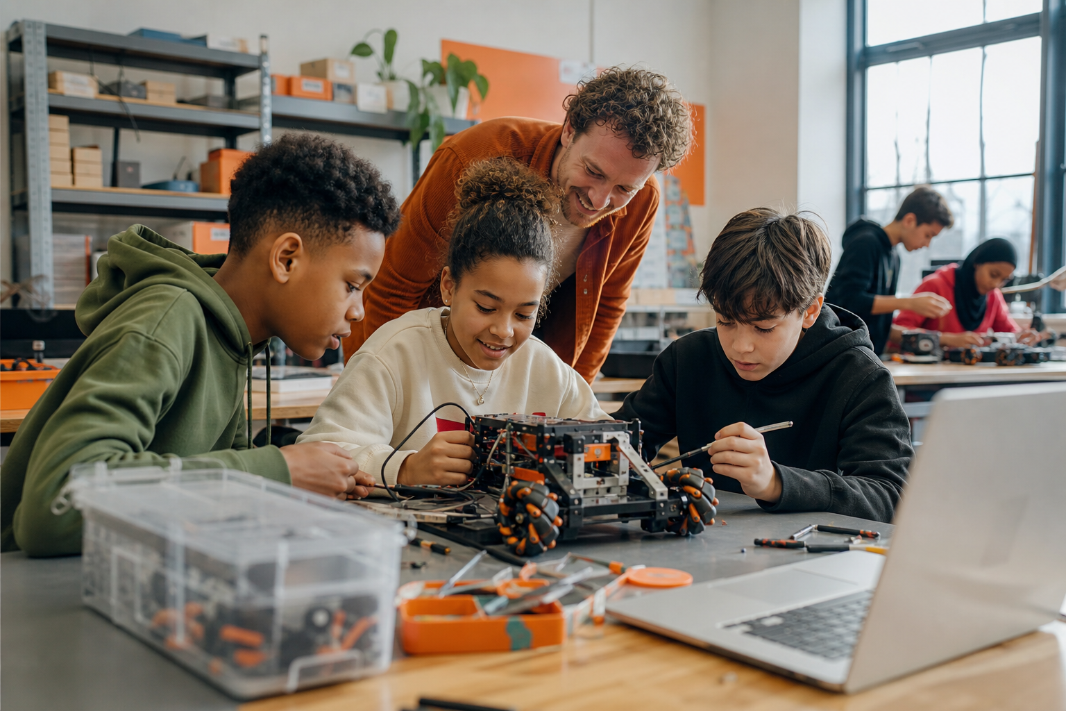 Leerlingen werken samen aan techniek en prototypes